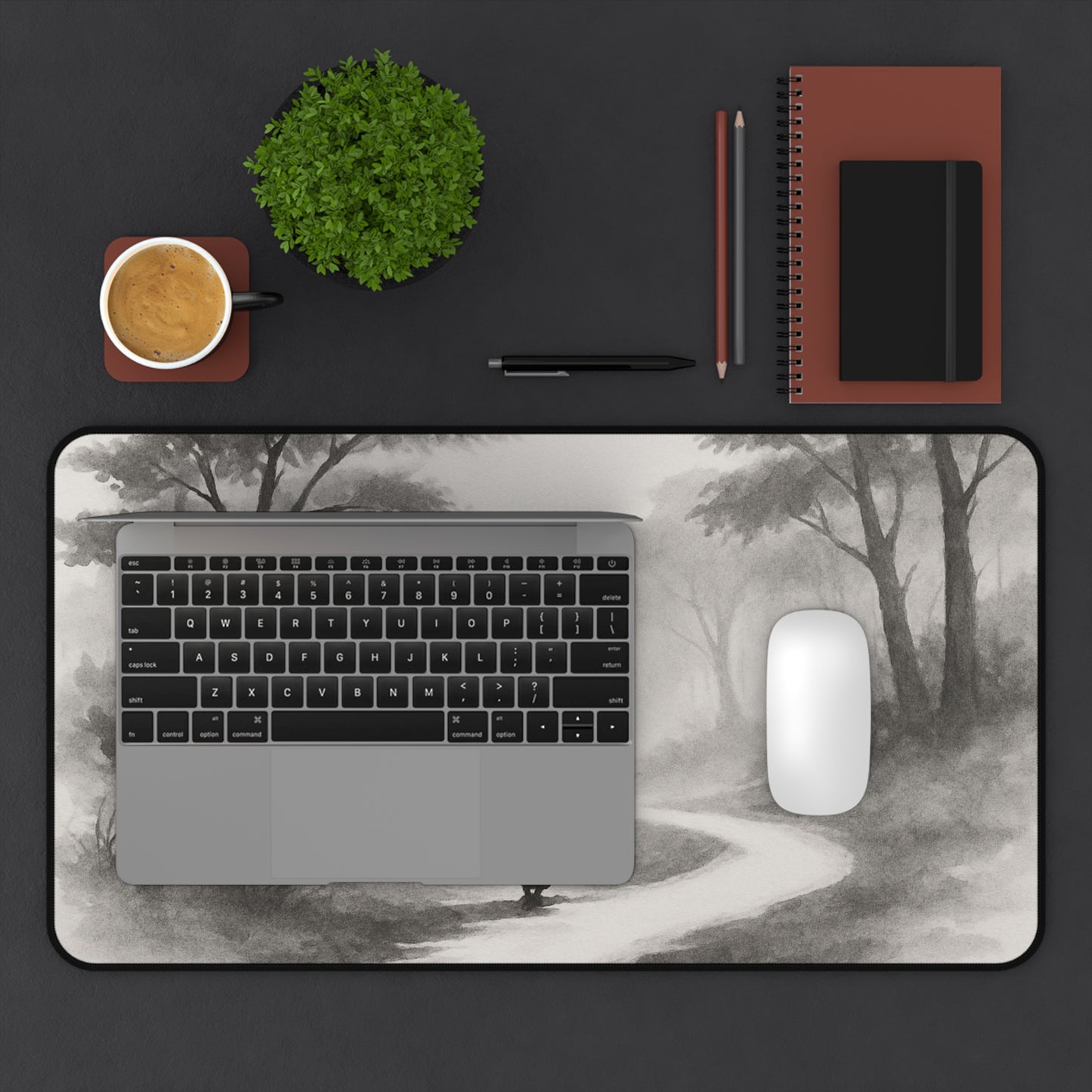 Peaceful Landscape Desk Mat, Meditation Desk Accessory, Office Decor, Zen Yoga Gift, Calm Workspace, Perfect for Mindfulness