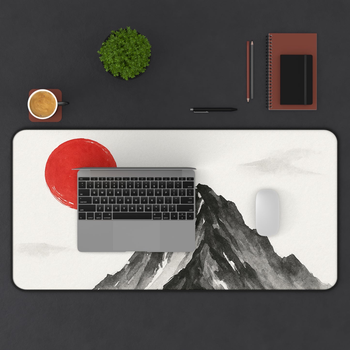 Mountain Sunrise Desk Mat, Minimalist Office Decor, Eco-Friendly Desk Accessory, Gift for Nature Lovers, Fun Workspace Ideas