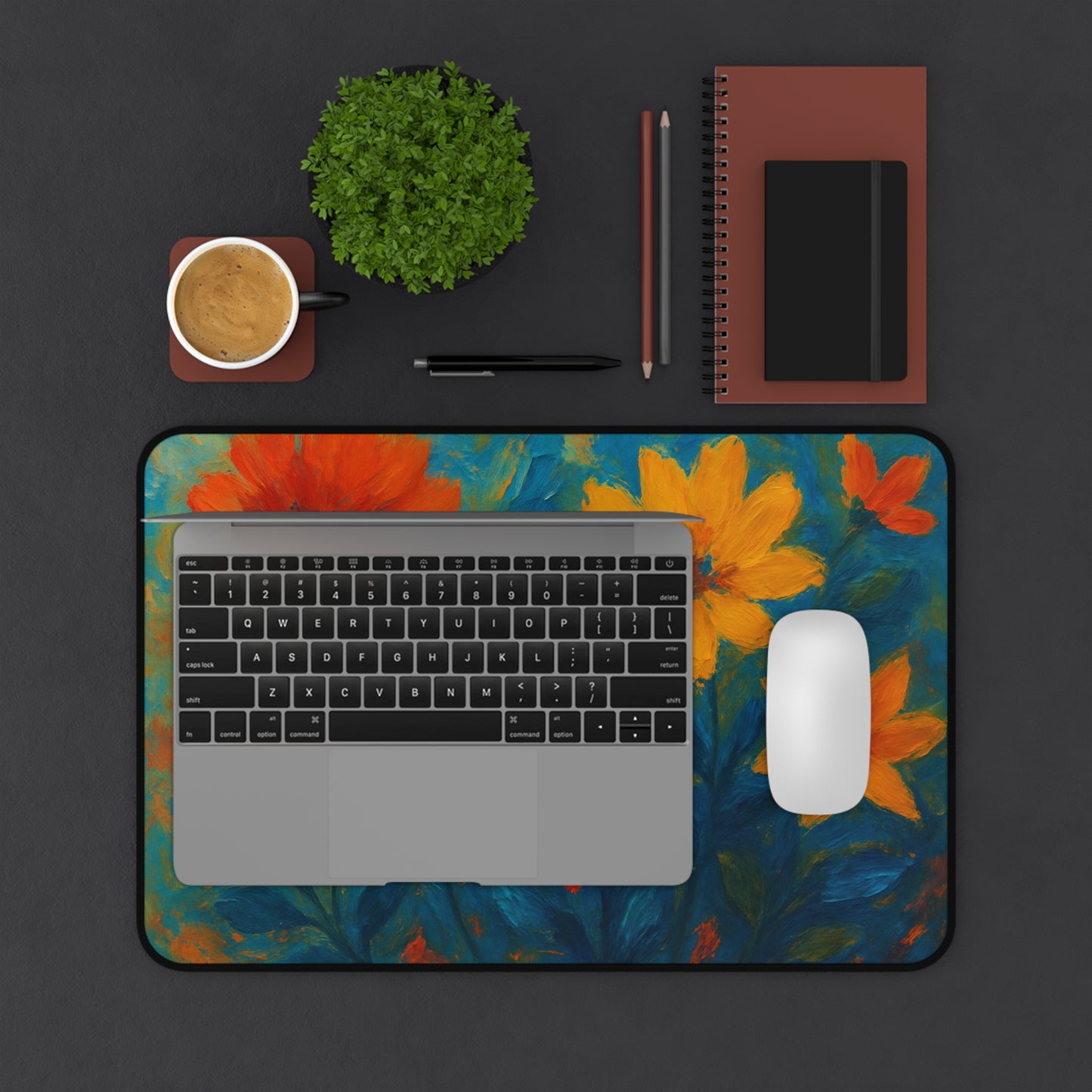 Floral Desk Mat - Vibrant Office Decor for Students & Professionals, Bright Workstation Gift, Home Office Essentials