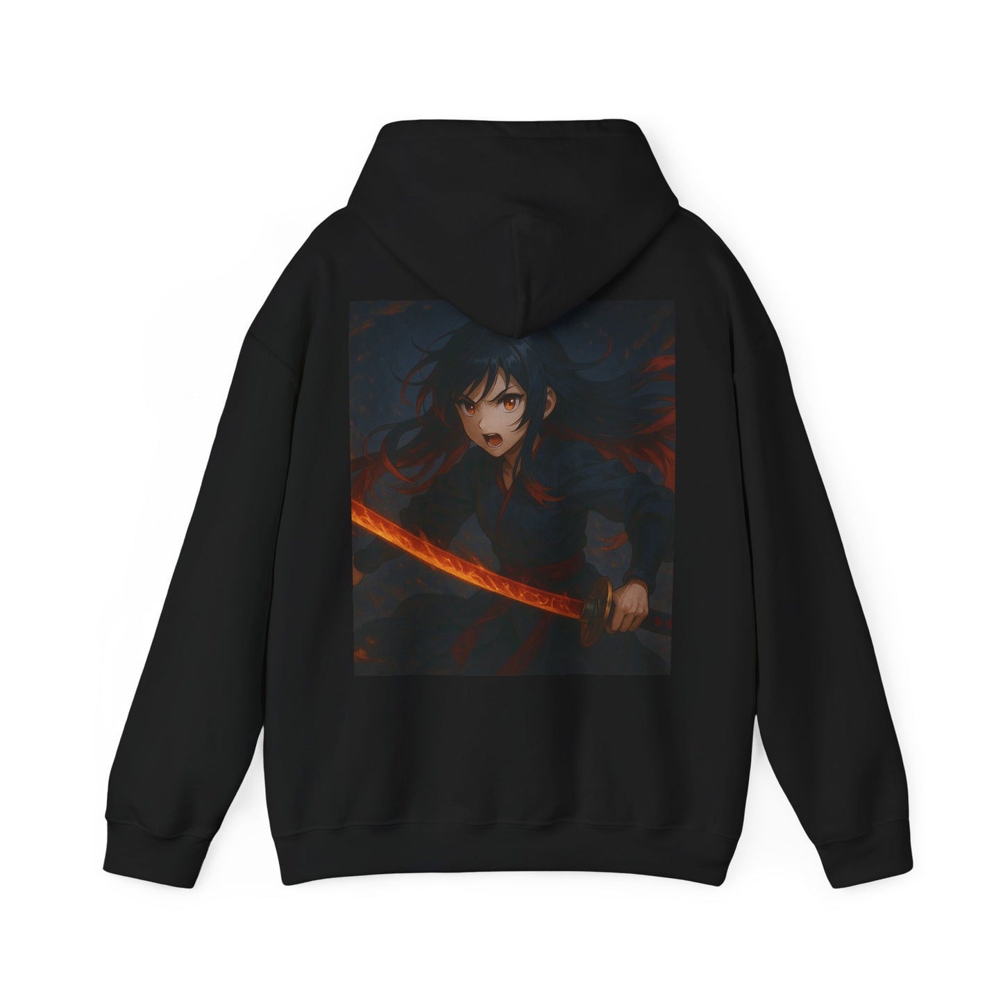 Fierce Samurai Hoodie, Anime Sweatshirt, Unisex Heavy Blend Hoodie, Cosplay Apparel, Gift for Anime Lovers