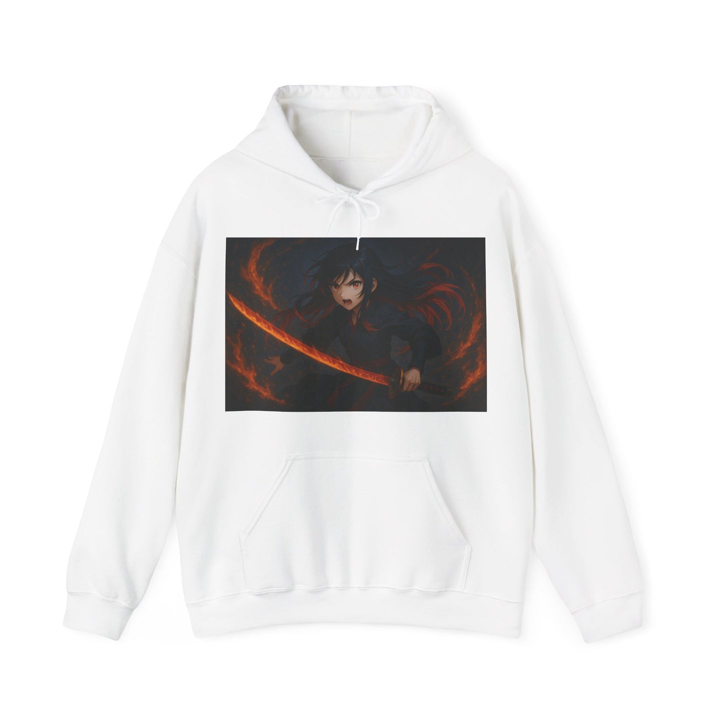 Fierce Samurai Hoodie, Anime Sweatshirt, Unisex Heavy Blend Hoodie, Cosplay Apparel, Gift for Anime Lovers