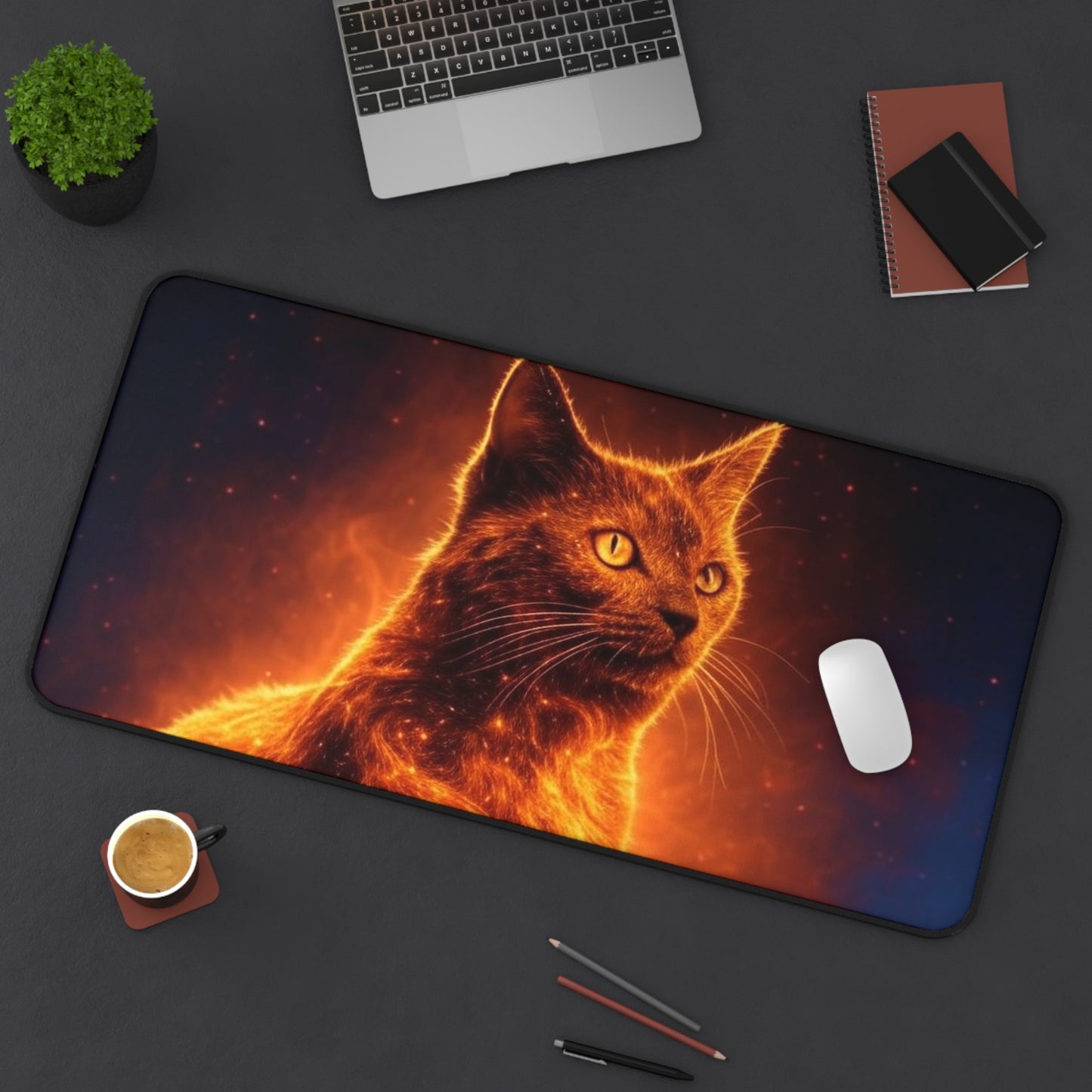 Cosmic Cat Desk Mat - Stylish Gaming & Office Accessory
