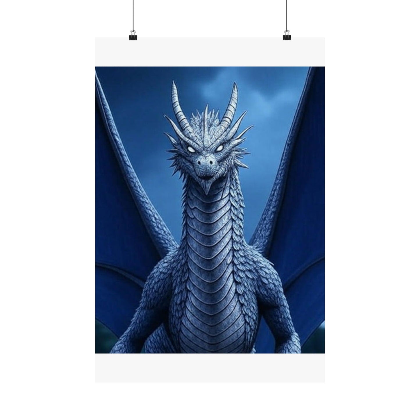 Dragon Wall Art, Matte Vertical Posters, Fantasy Home Decor, Unique Blue Dragon Art Print, Gift for Fantasy Lovers, Poster Prints, Wall
