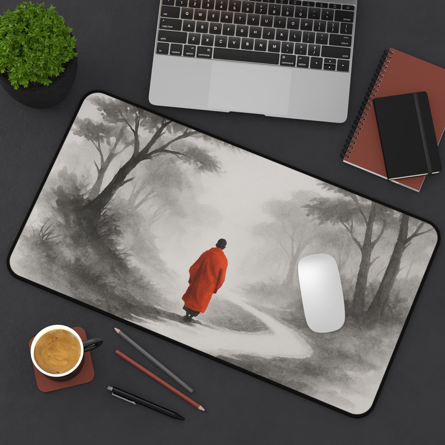 Peaceful Landscape Desk Mat, Meditation Desk Accessory, Office Decor, Zen Yoga Gift, Calm Workspace, Perfect for Mindfulness