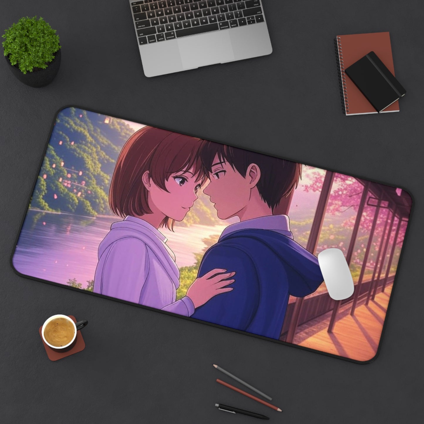 Romantic Anime Desk Mat - Perfect for Home Office, Gaming, Anime Lovers, Gifts for Her, Desk Accessories