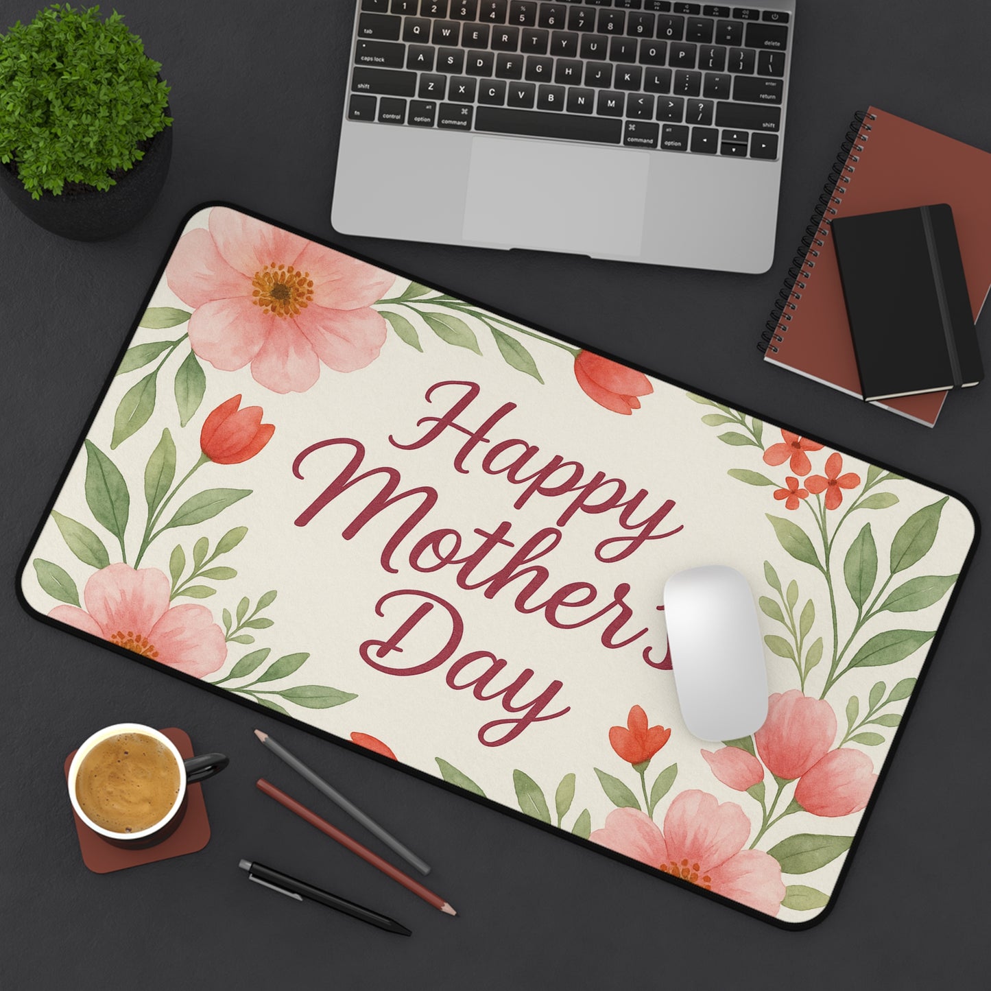 Floral Mothers Day Desk Mat, Elegant Workspace Decor, Gift for Mom, Home Office Accessory, Personalized Desk Decoration