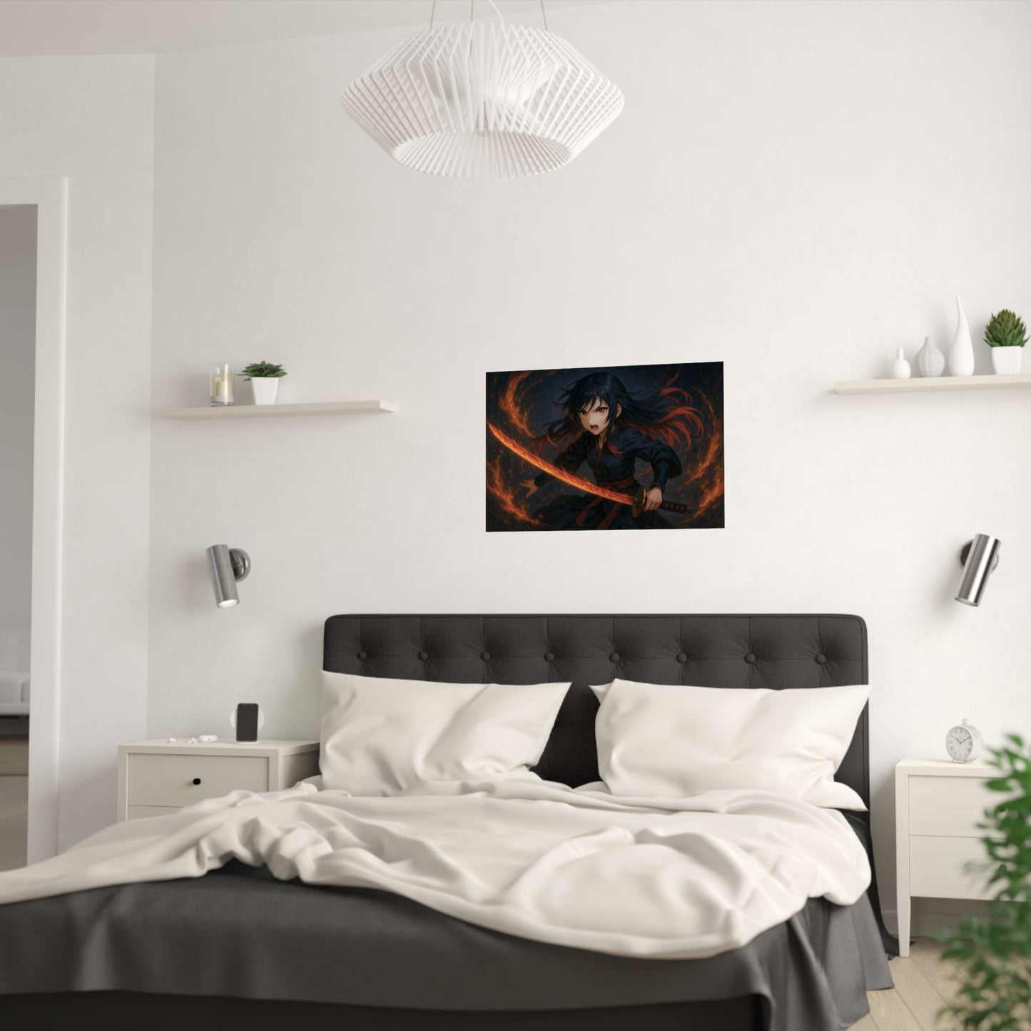 Dynamic Anime Art Satin Poster, Bold Artwork, Manga Decor Wall Art, Unique Gift for Fans, Room Aesthetic