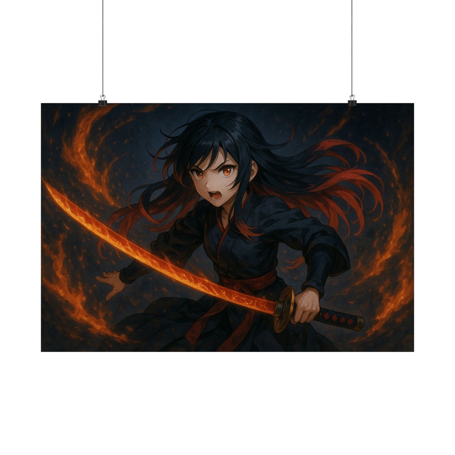 Dynamic Anime Art Satin Poster, Bold Artwork, Manga Decor Wall Art, Unique Gift for Fans, Room Aesthetic