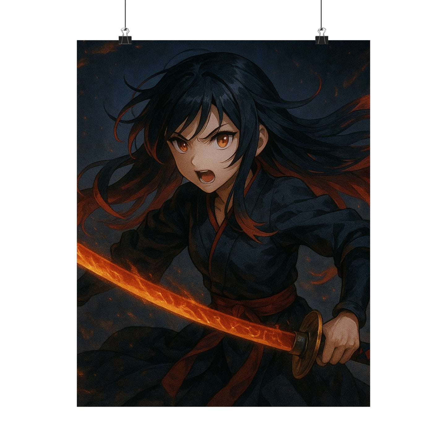 Dynamic Anime Art Satin Poster, Bold Artwork, Manga Decor Wall Art, Unique Gift for Fans, Room Aesthetic