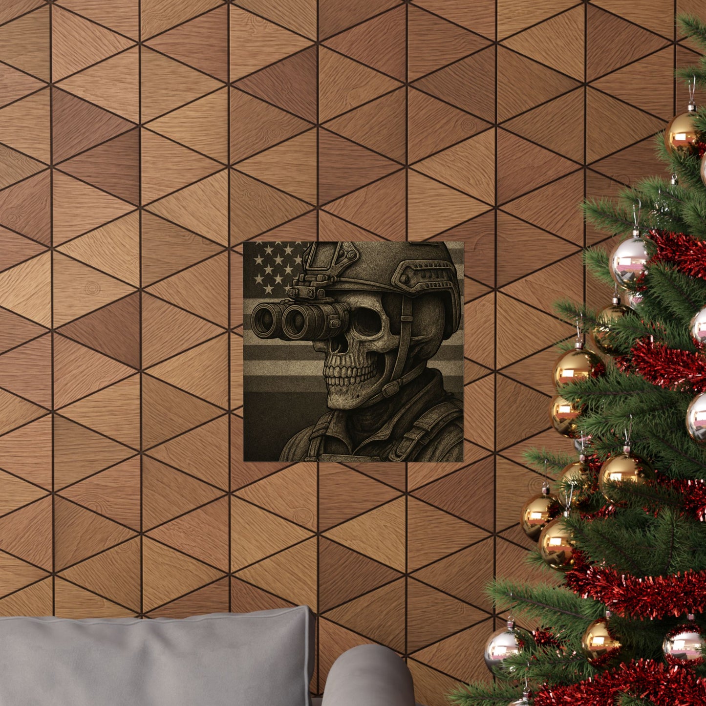 Silent Sentinel – Military Skull with Night Vision Matte Poster