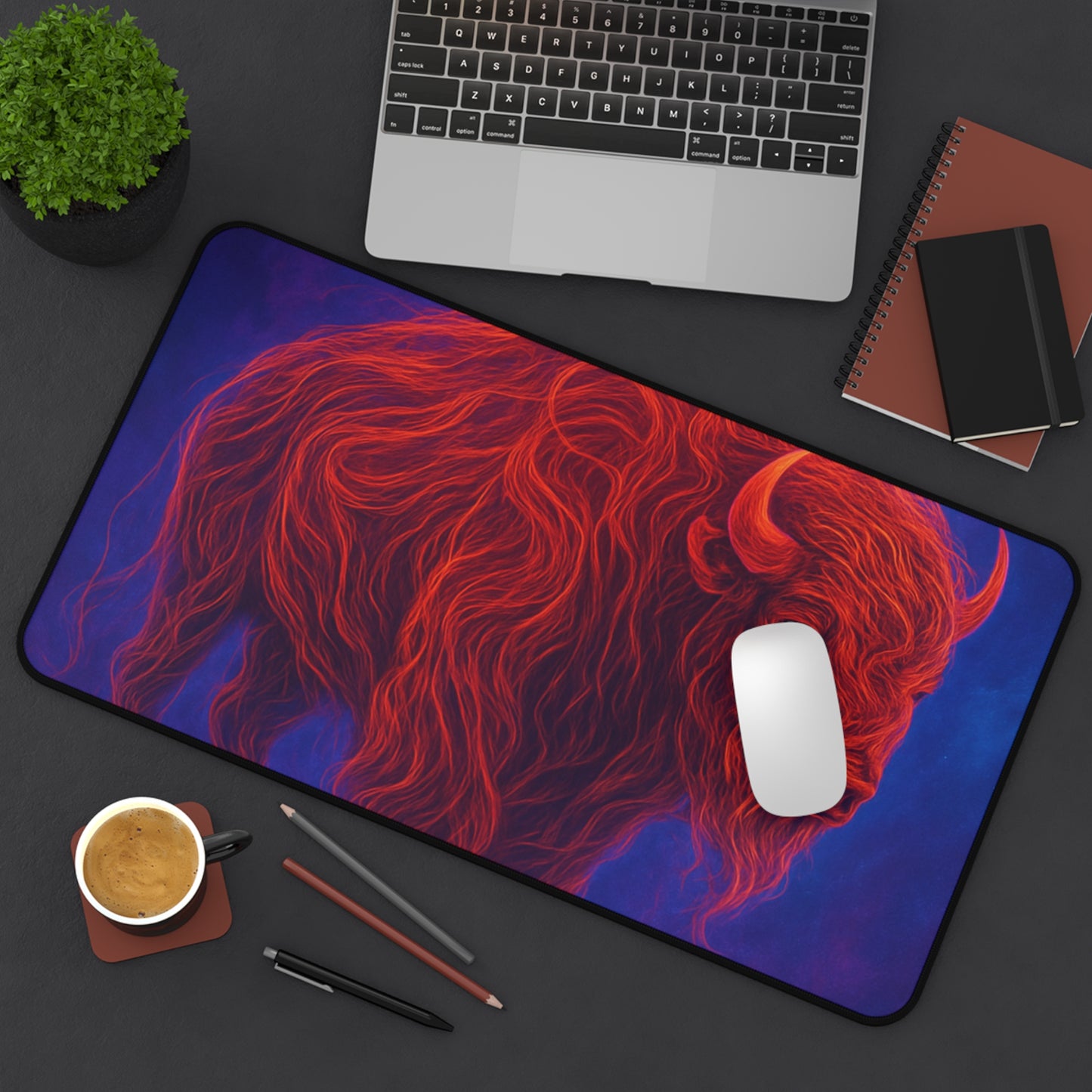 Vibrant Buffalo Desk Mat - Artistic Office Decor for Nature Lovers