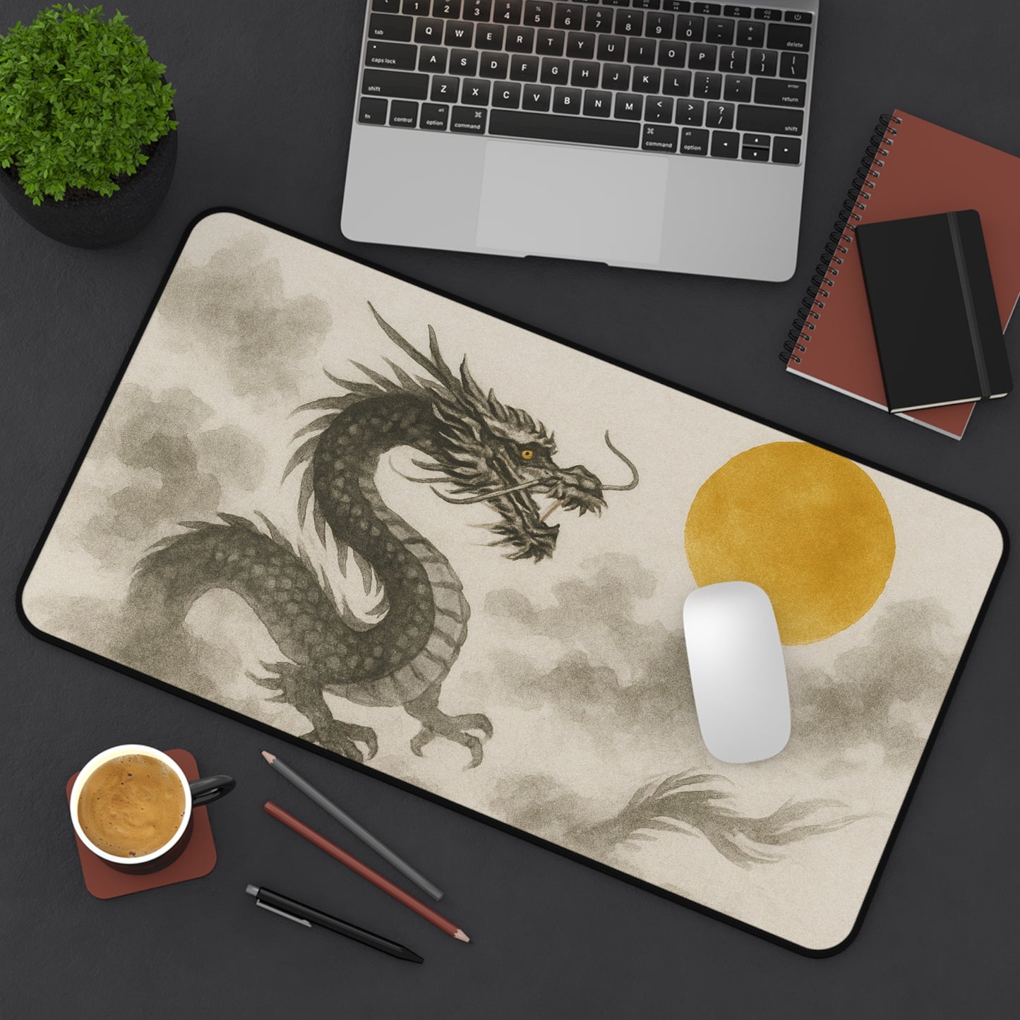 Elegant Dragon Desk Mat - Stylish Home Office Décor, Gaming Mat, Thoughtful Gift for Gamers & Professionals, Asian Aesthetic
