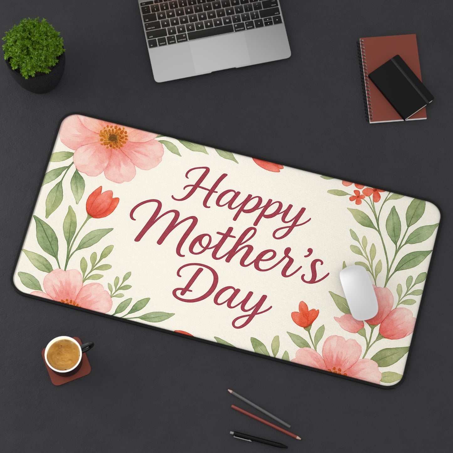 Floral Mothers Day Desk Mat, Elegant Workspace Decor, Gift for Mom, Home Office Accessory, Personalized Desk Decoration