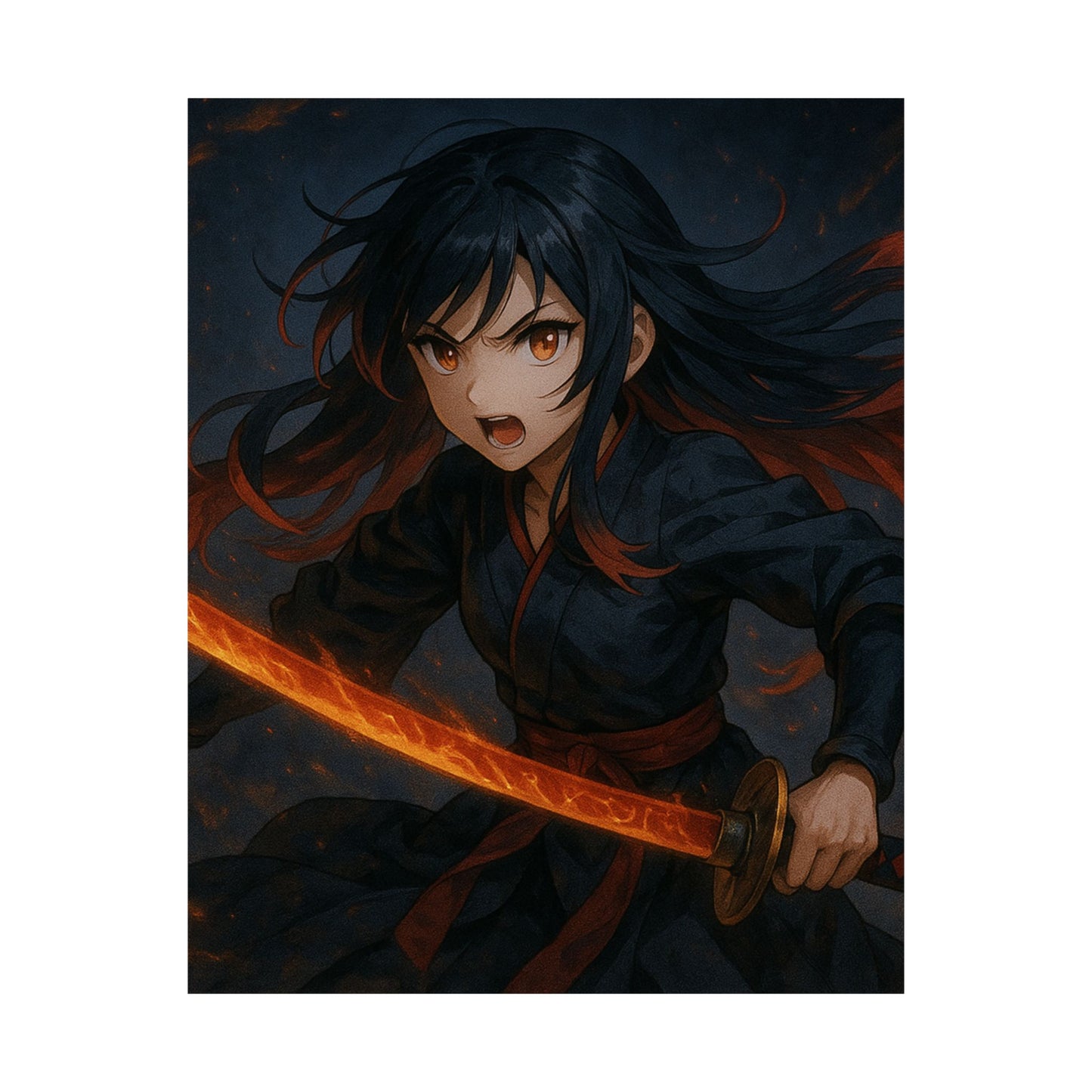 Dynamic Anime Art Satin Poster, Bold Artwork, Manga Decor Wall Art, Unique Gift for Fans, Room Aesthetic