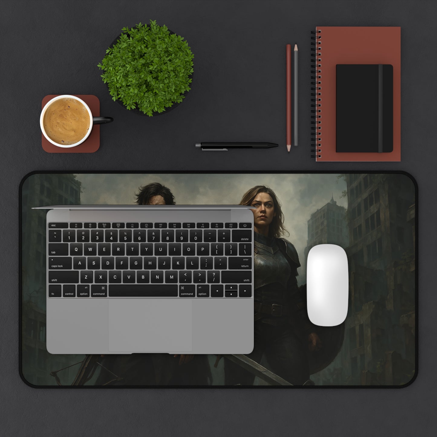 Epic Warrior-Themed Desk Mat – Premium Non-Slip Gaming & Work Surface