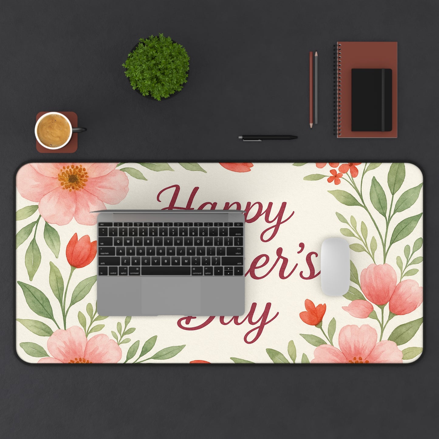 Floral Mothers Day Desk Mat, Elegant Workspace Decor, Gift for Mom, Home Office Accessory, Personalized Desk Decoration