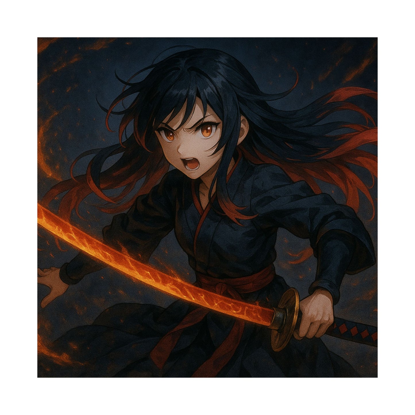 Dynamic Anime Art Satin Poster, Bold Artwork, Manga Decor Wall Art, Unique Gift for Fans, Room Aesthetic