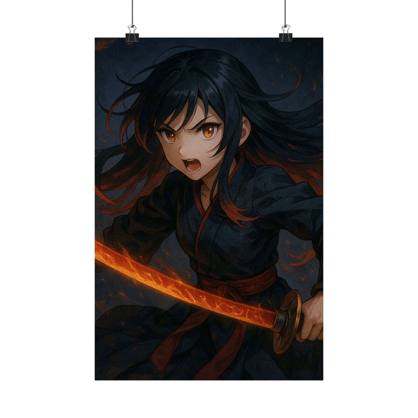 Dynamic Anime Art Satin Poster, Bold Artwork, Manga Decor Wall Art, Unique Gift for Fans, Room Aesthetic