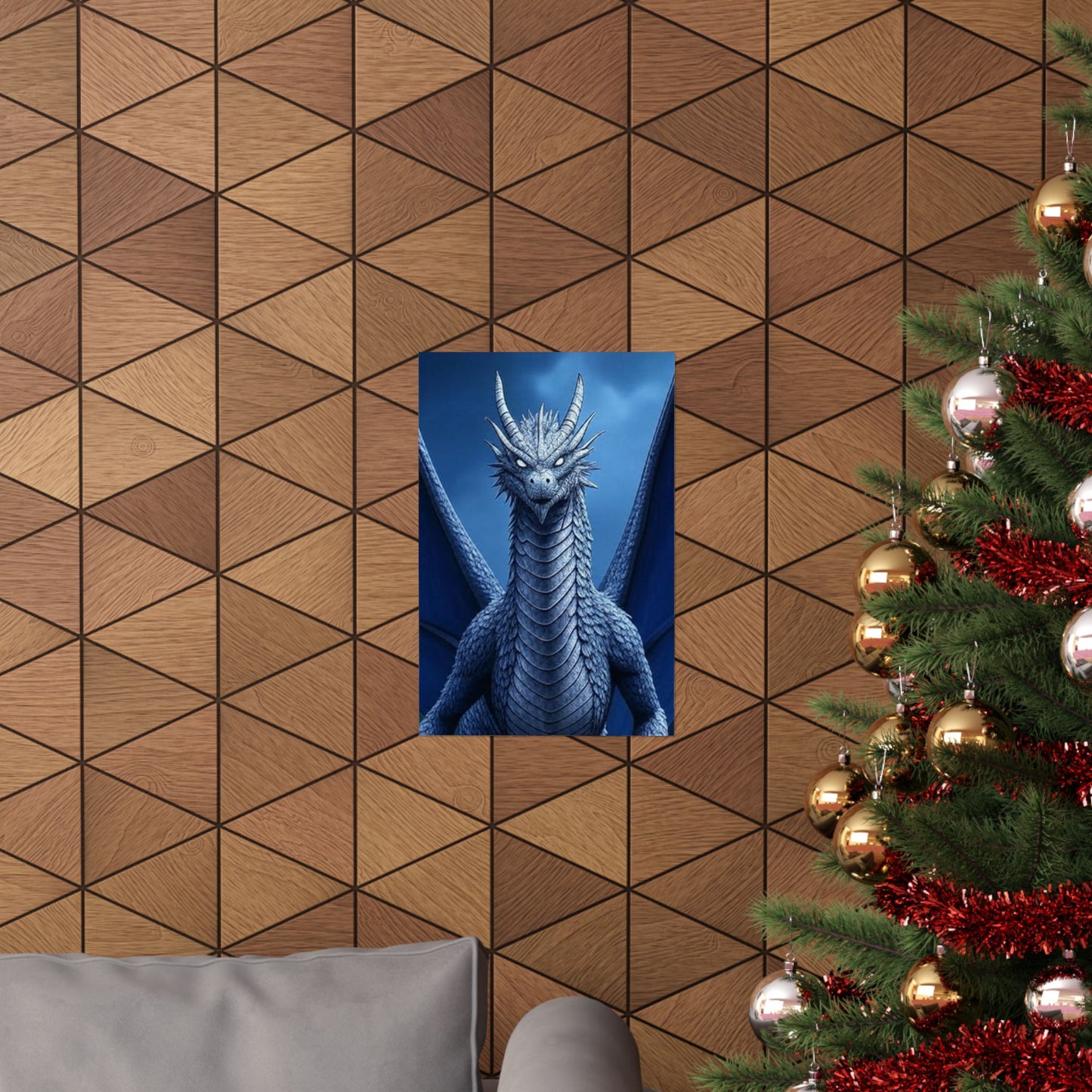 Dragon Wall Art, Matte Vertical Posters, Fantasy Home Decor, Unique Blue Dragon Art Print, Gift for Fantasy Lovers, Poster Prints, Wall