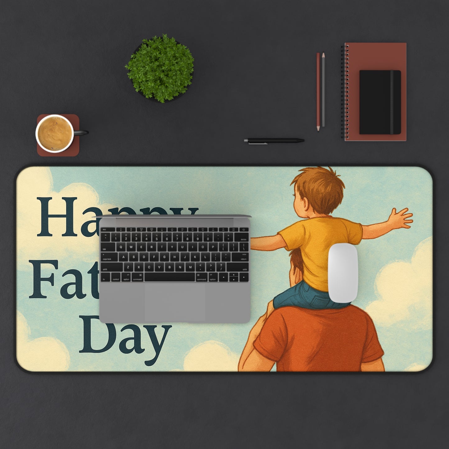 Happy Fathers Day Desk Mat, Personalized Desk Accessories, Office Gifts for Dads, Home Office Decor, Unique Fathers Day Gift