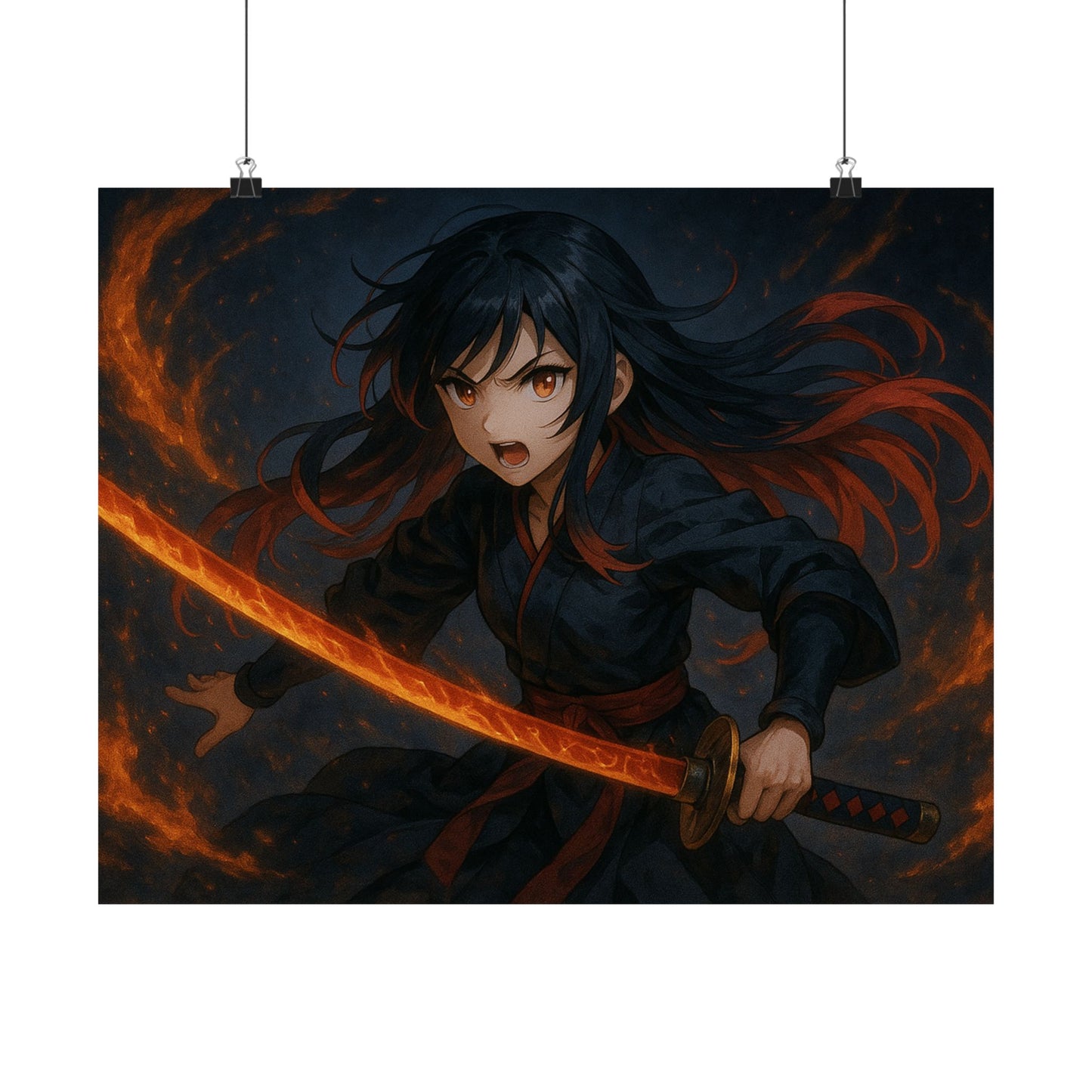 Dynamic Anime Art Satin Poster, Bold Artwork, Manga Decor Wall Art, Unique Gift for Fans, Room Aesthetic
