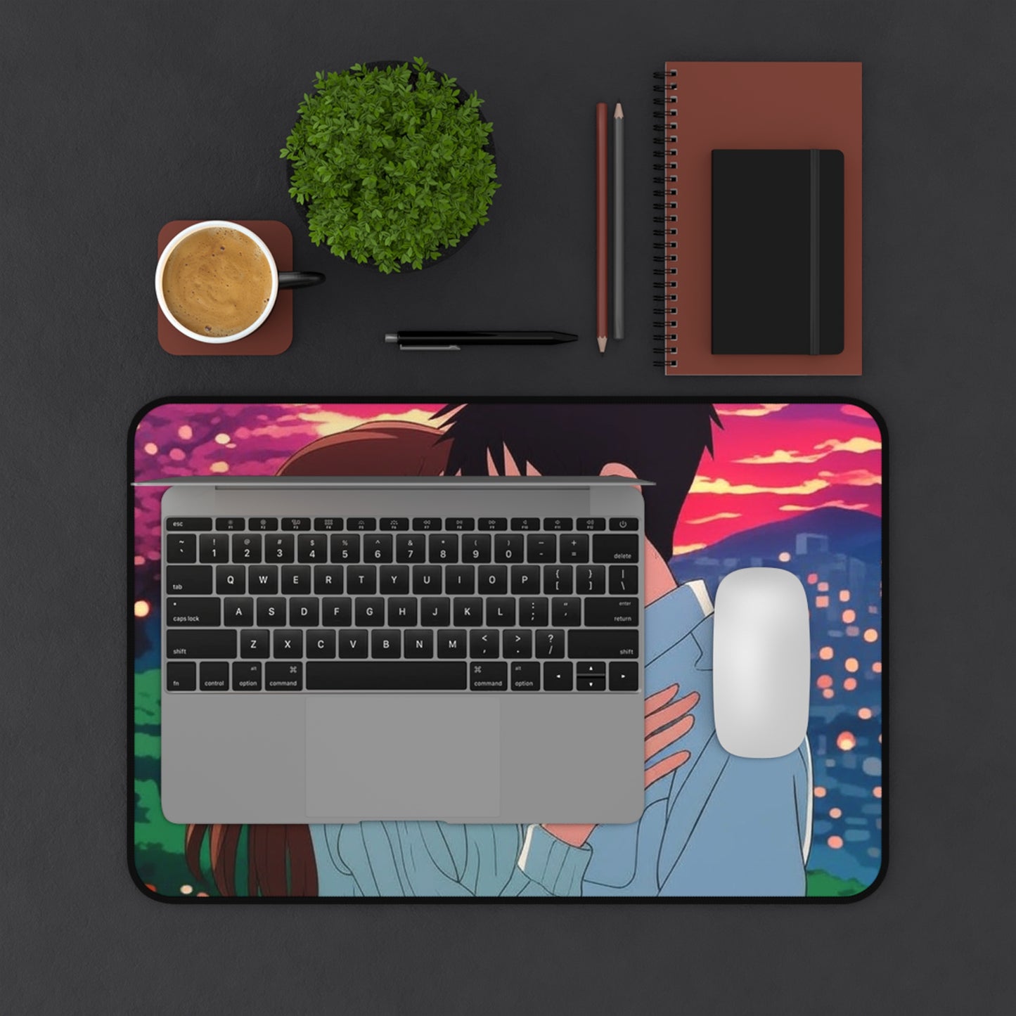 Romantic Anime Desk Mat | Gaming Decor, Office Gift, Anime Lover's Accessory, Valentine's Day, Workstation Decor