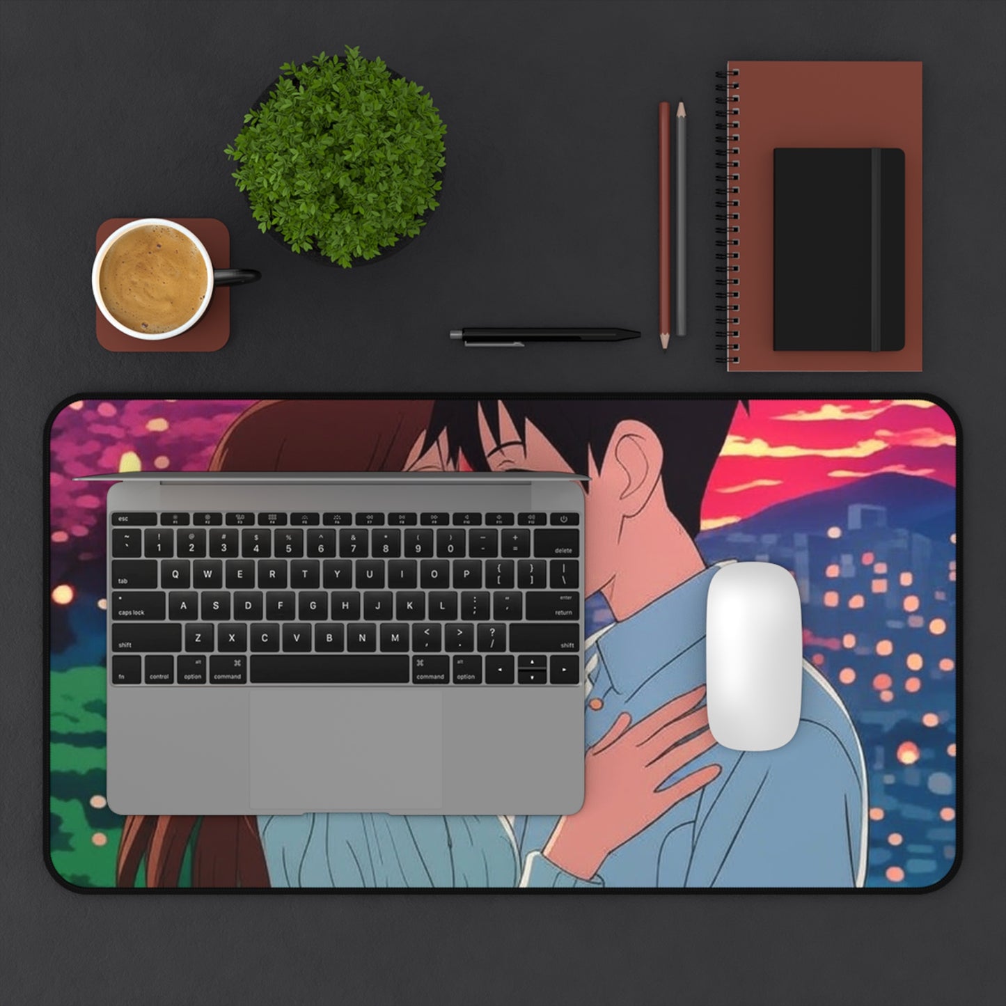 Romantic Anime Desk Mat | Gaming Decor, Office Gift, Anime Lover's Accessory, Valentine's Day, Workstation Decor