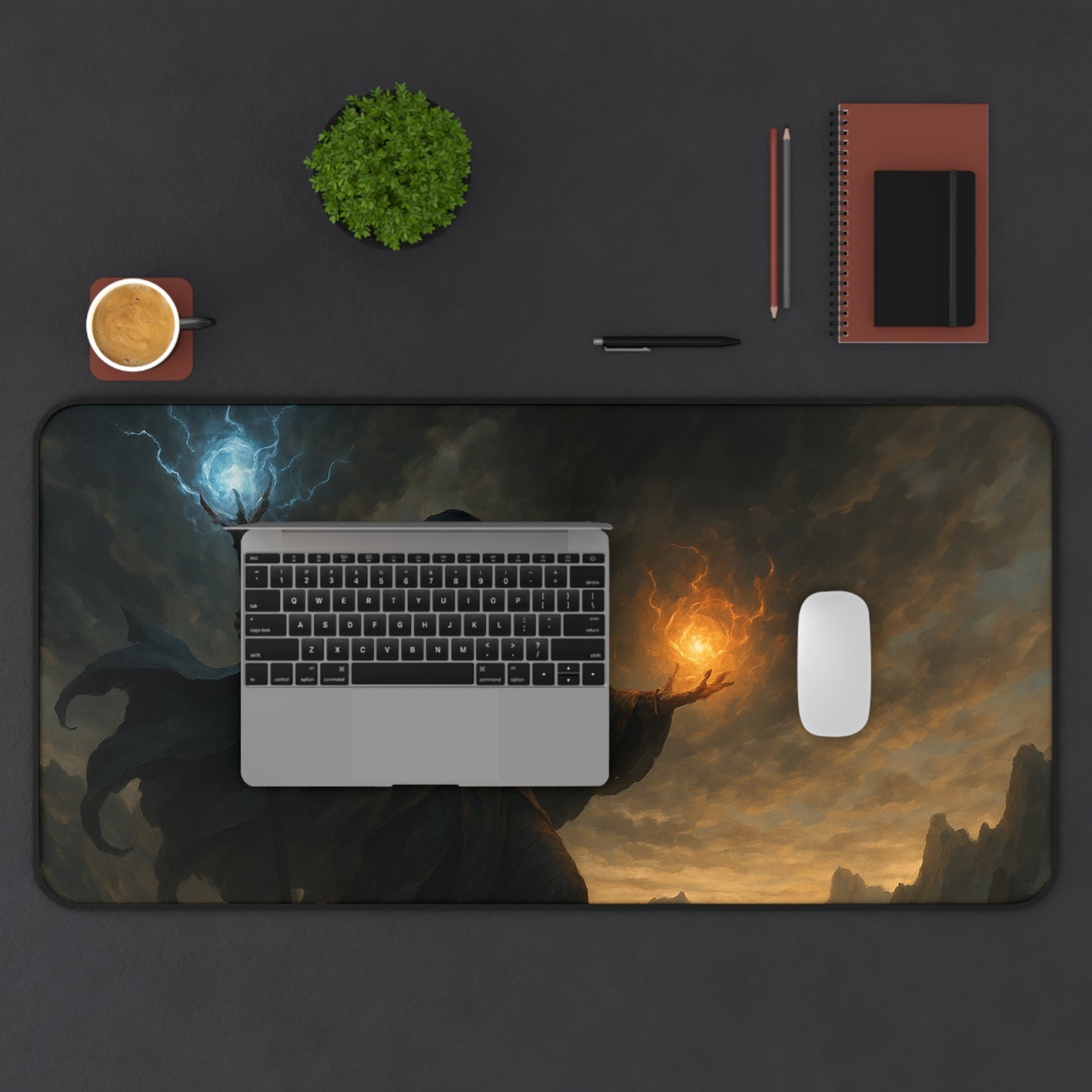 Mystical Wizard Desk Mat - Fantasy Desk Accessories for Gamers, Dungeons & Dragons Decor, Home Office Gift, Gaming Mousepad, Sci-Fi