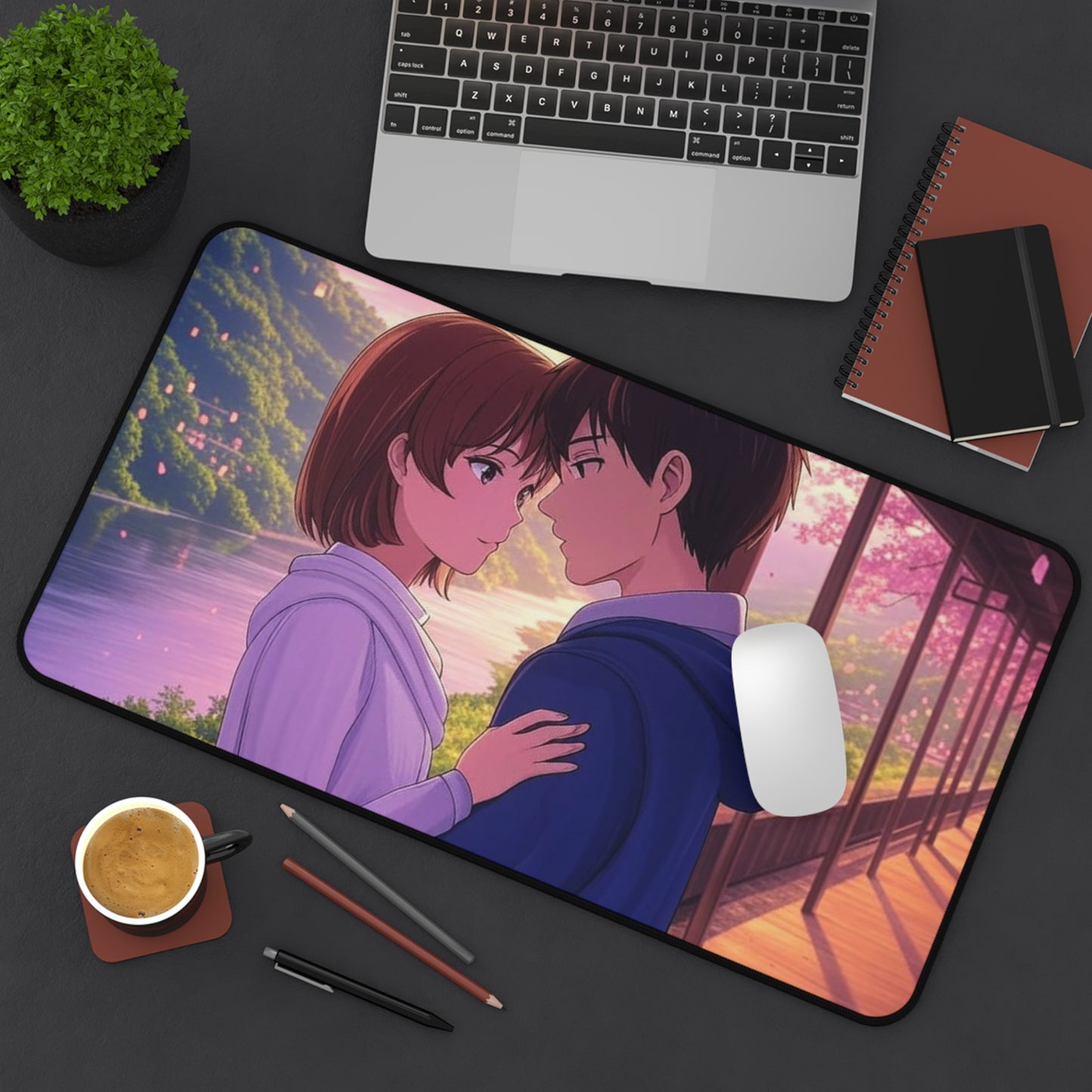 Romantic Anime Desk Mat - Perfect for Home Office, Gaming, Anime Lovers, Gifts for Her, Desk Accessories