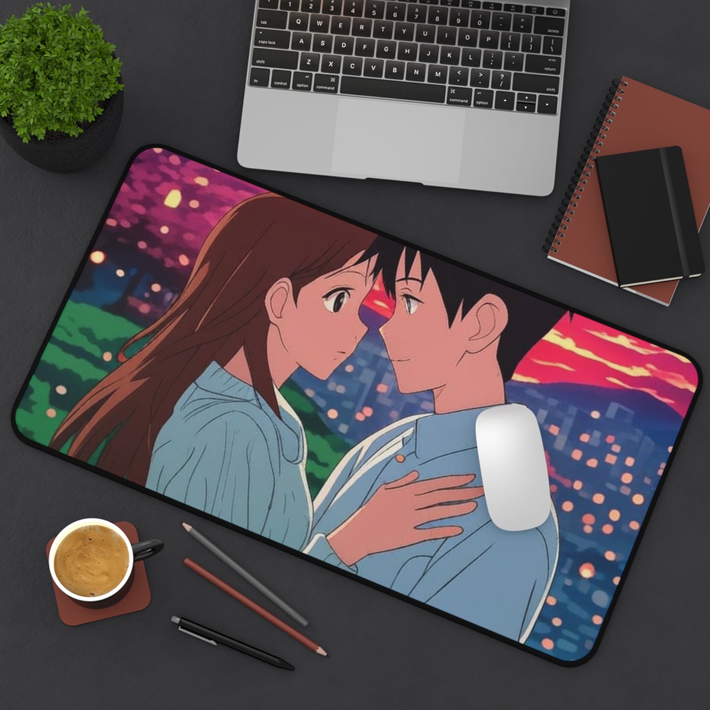 Romantic Anime Desk Mat | Gaming Decor, Office Gift, Anime Lover's Accessory, Valentine's Day, Workstation Decor