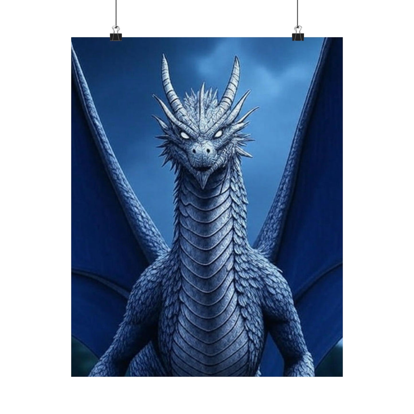 Dragon Wall Art, Matte Vertical Posters, Fantasy Home Decor, Unique Blue Dragon Art Print, Gift for Fantasy Lovers, Poster Prints, Wall
