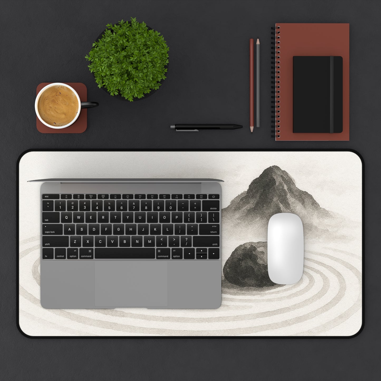 Zen Landscape Desk Mat, Meditation Office Decor, Japanese Inspired Desk Pad, Workspace Essentials, Gift for Home Office