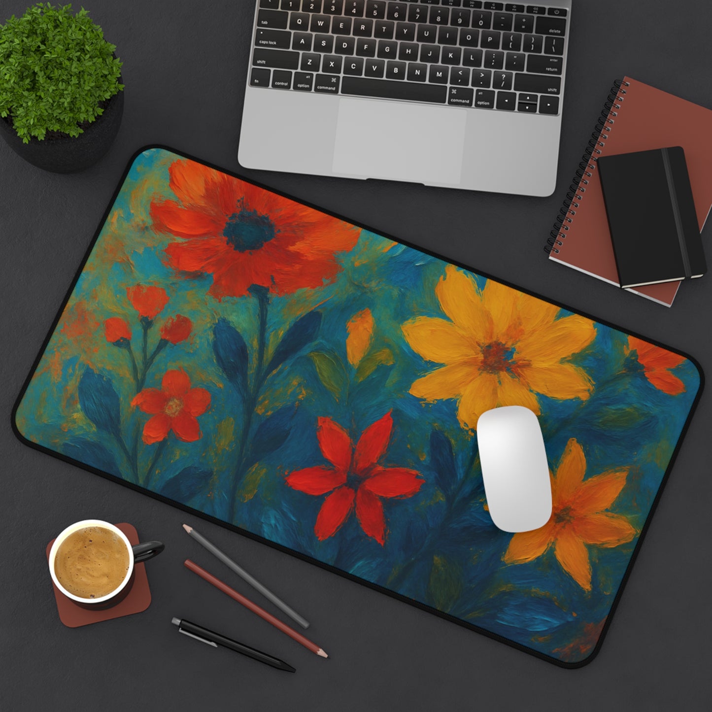 Floral Desk Mat - Vibrant Office Decor for Students & Professionals, Bright Workstation Gift, Home Office Essentials