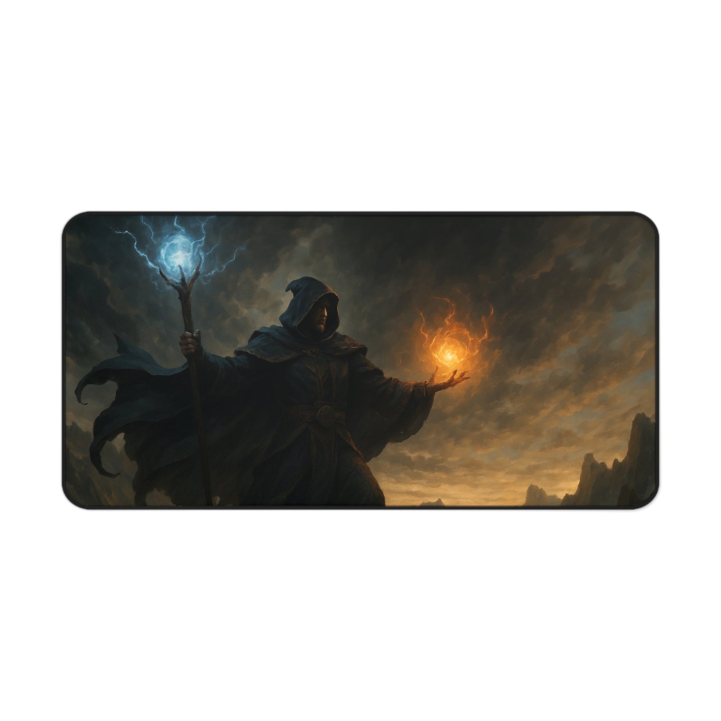 Mystical Wizard Desk Mat - Fantasy Desk Accessories for Gamers, Dungeons & Dragons Decor, Home Office Gift, Gaming Mousepad, Sci-Fi