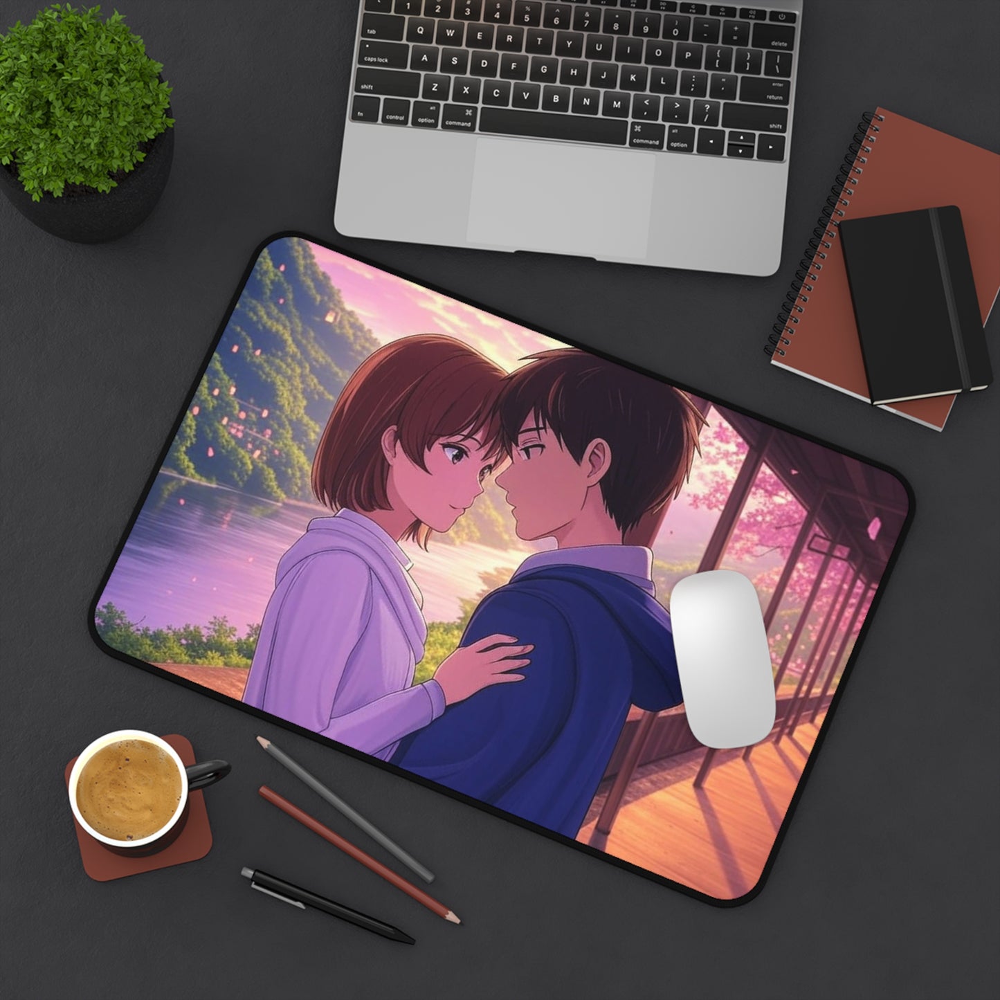 Romantic Anime Desk Mat - Perfect for Home Office, Gaming, Anime Lovers, Gifts for Her, Desk Accessories