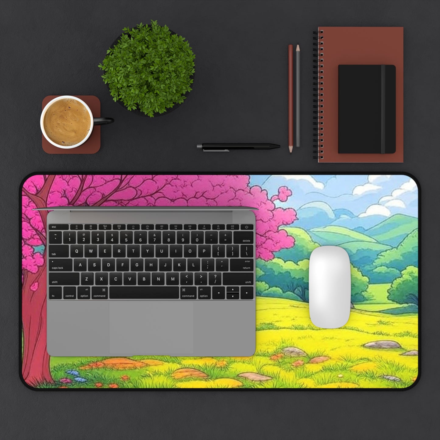 Desk Mat - Blossoming Serenity - Vibrant Nature Design for Home Office