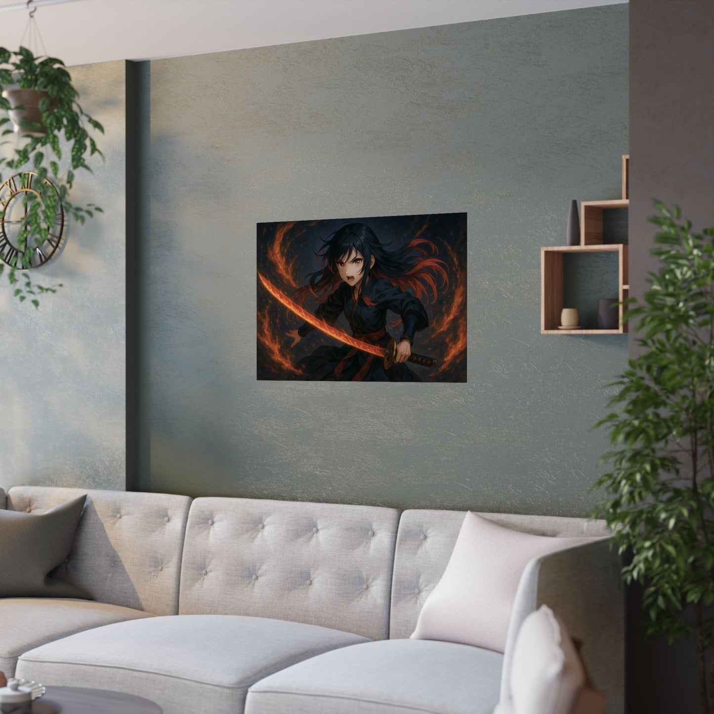 Dynamic Anime Art Satin Poster, Bold Artwork, Manga Decor Wall Art, Unique Gift for Fans, Room Aesthetic