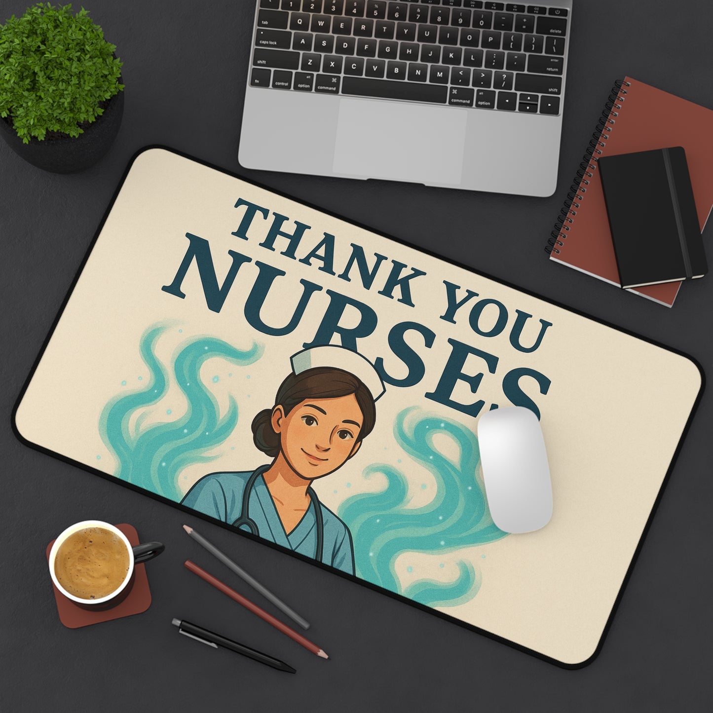 Thank You Nurses Desk Mat - Gift for Healthcare Workers, Nurse Appreciation, Office Decor, Motivational Gift, Nursing Student Essentials