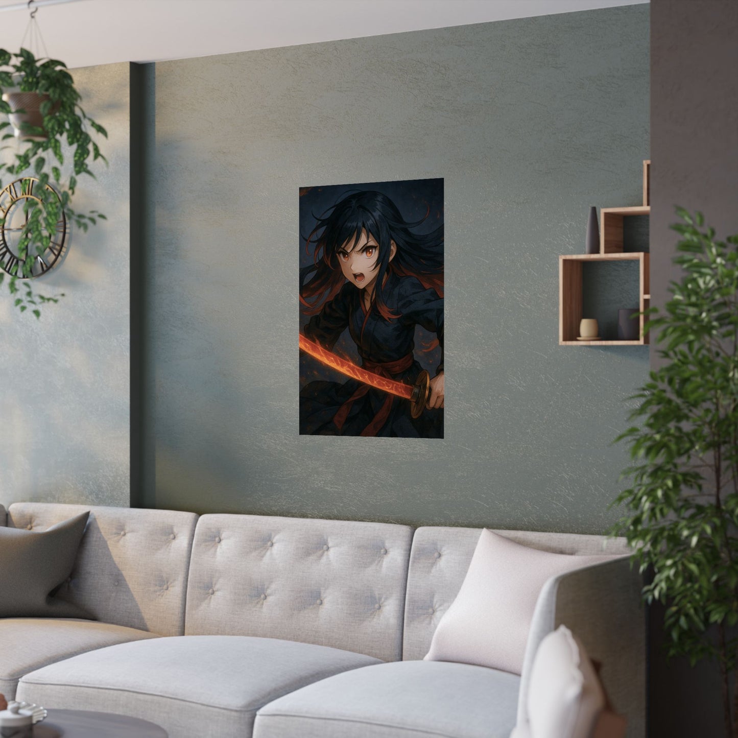 Dynamic Anime Art Satin Poster, Bold Artwork, Manga Decor Wall Art, Unique Gift for Fans, Room Aesthetic