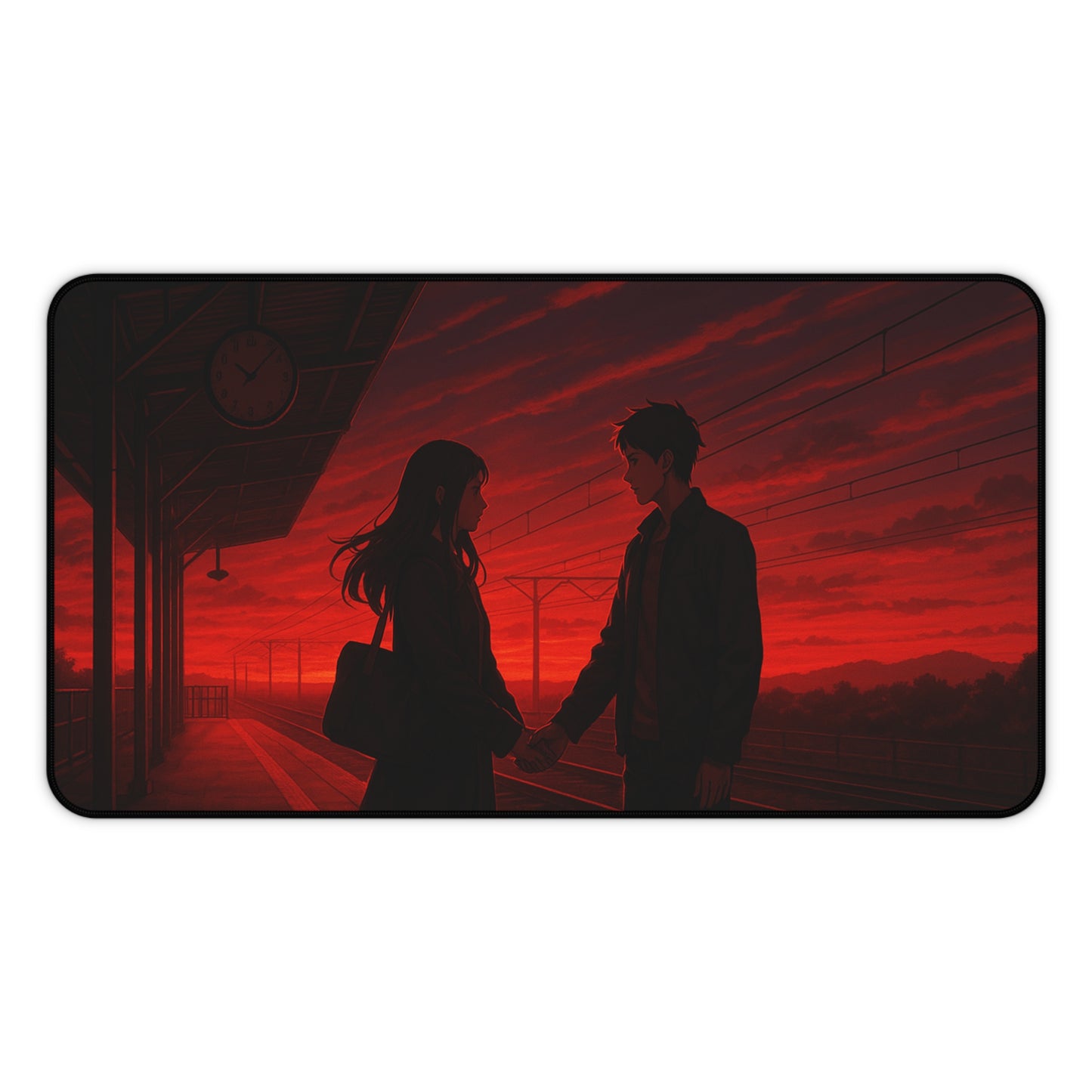 Anime Romantic Sunset Desk Mat, Perfect for Home Office, Gamer Setup, Gifts for Couples, Valentine's Day, Desk Accessories