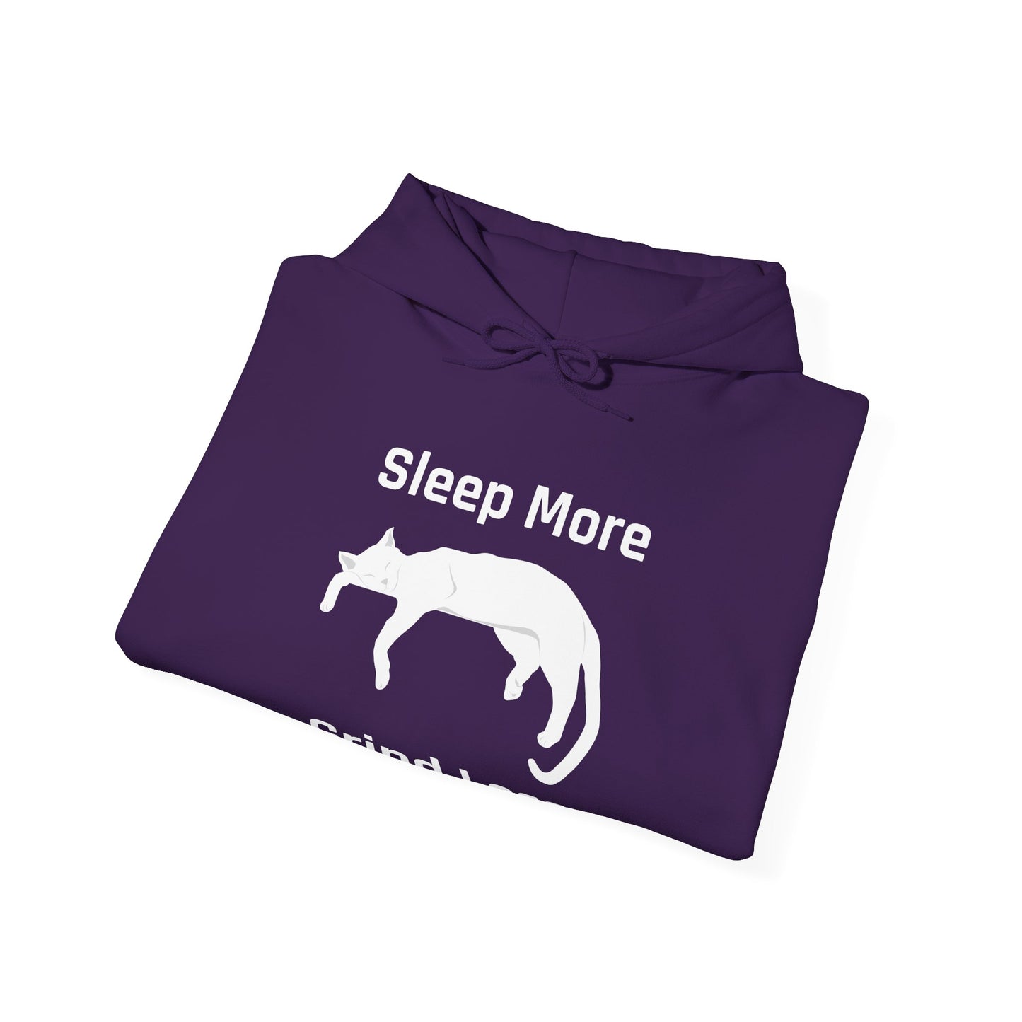 Sleep More Grind Less Hooded Sweatshirt - Cozy Unisex Hoodie for Cat Lovers