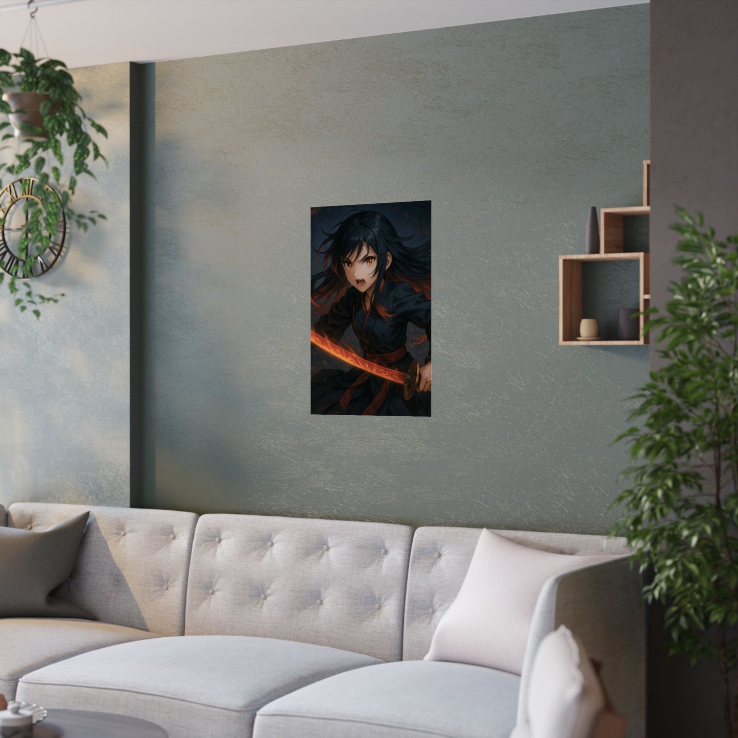 Dynamic Anime Art Satin Poster, Bold Artwork, Manga Decor Wall Art, Unique Gift for Fans, Room Aesthetic