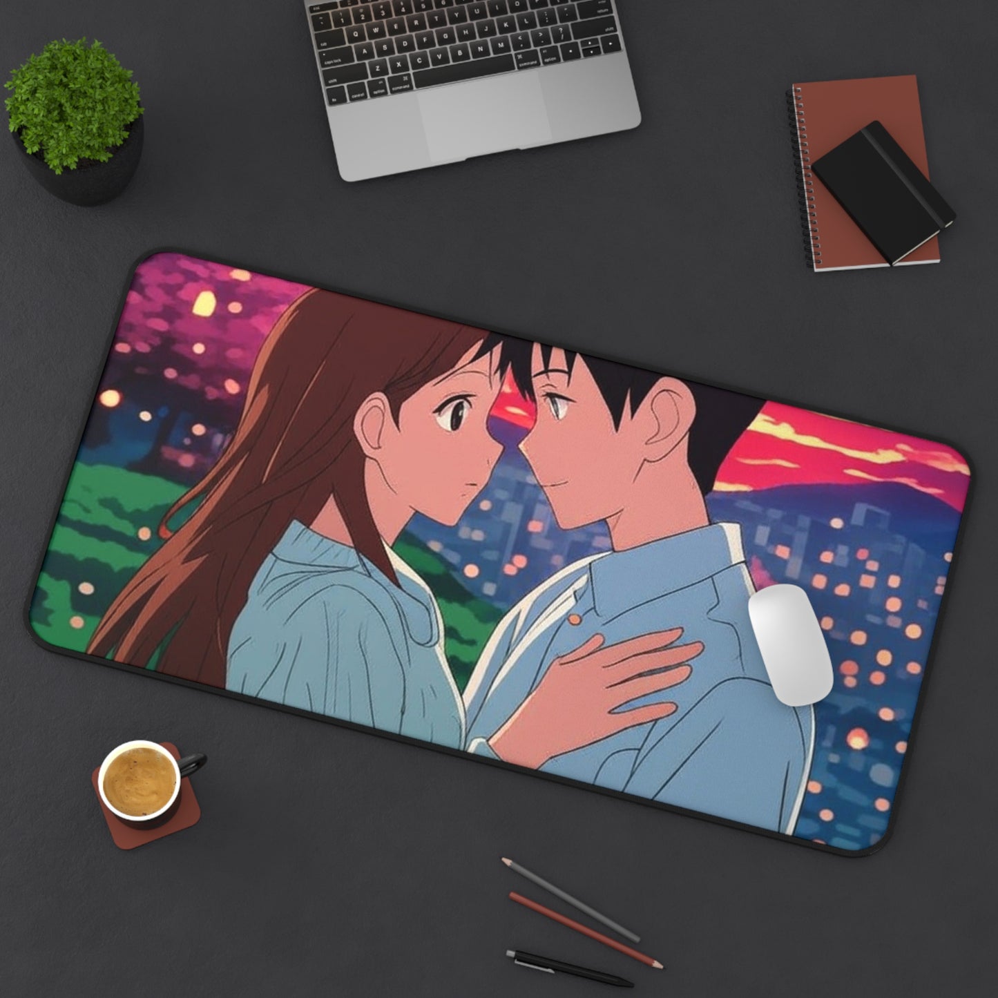 Romantic Anime Desk Mat | Gaming Decor, Office Gift, Anime Lover's Accessory, Valentine's Day, Workstation Decor
