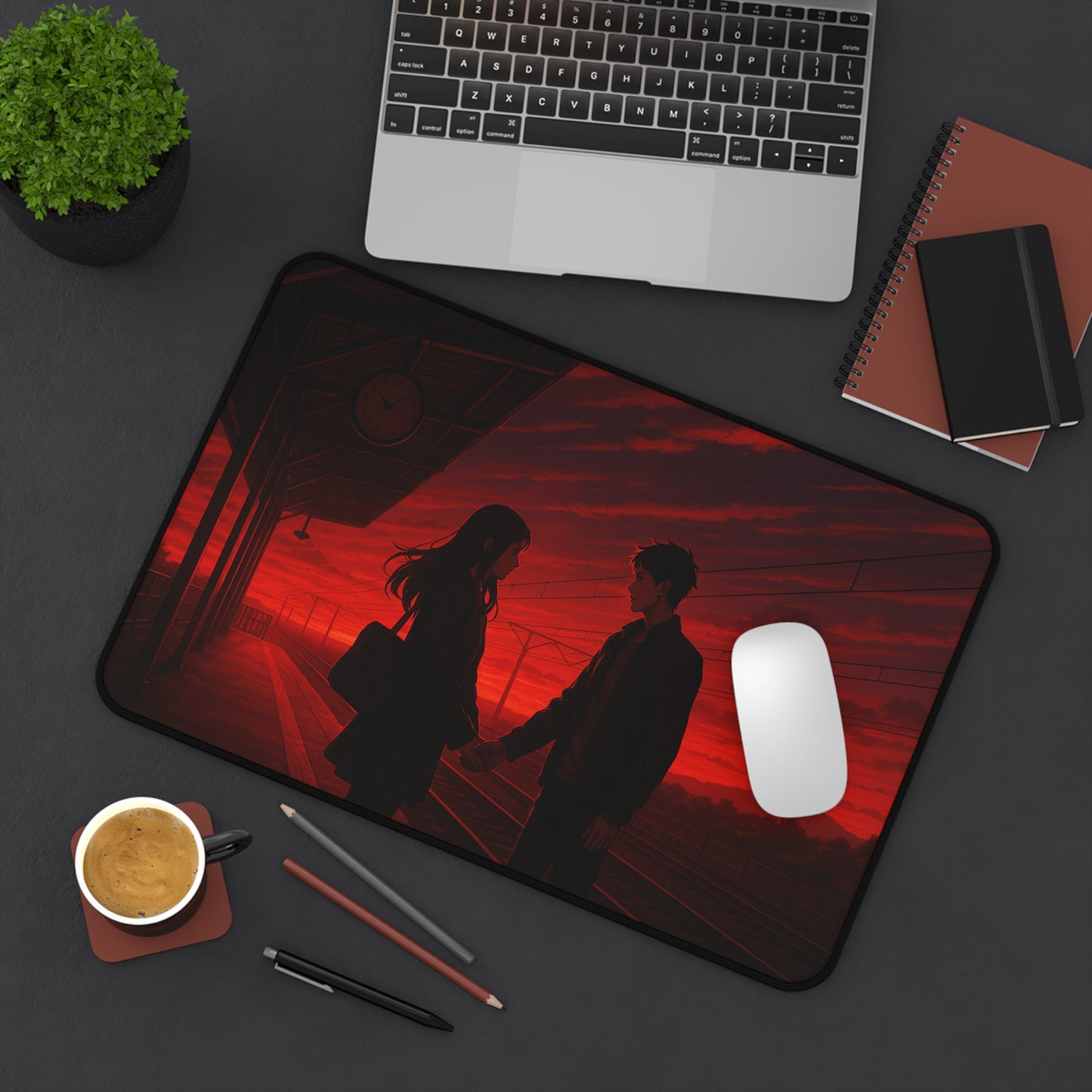 Anime Romantic Sunset Desk Mat, Perfect for Home Office, Gamer Setup, Gifts for Couples, Valentine's Day, Desk Accessories