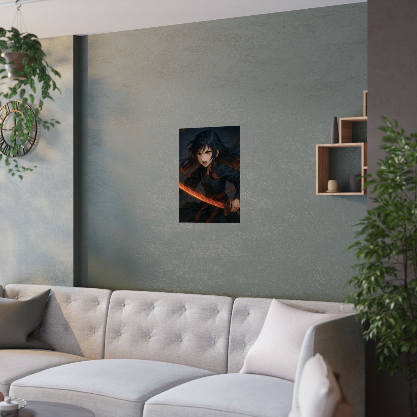 Dynamic Anime Art Satin Poster, Bold Artwork, Manga Decor Wall Art, Unique Gift for Fans, Room Aesthetic