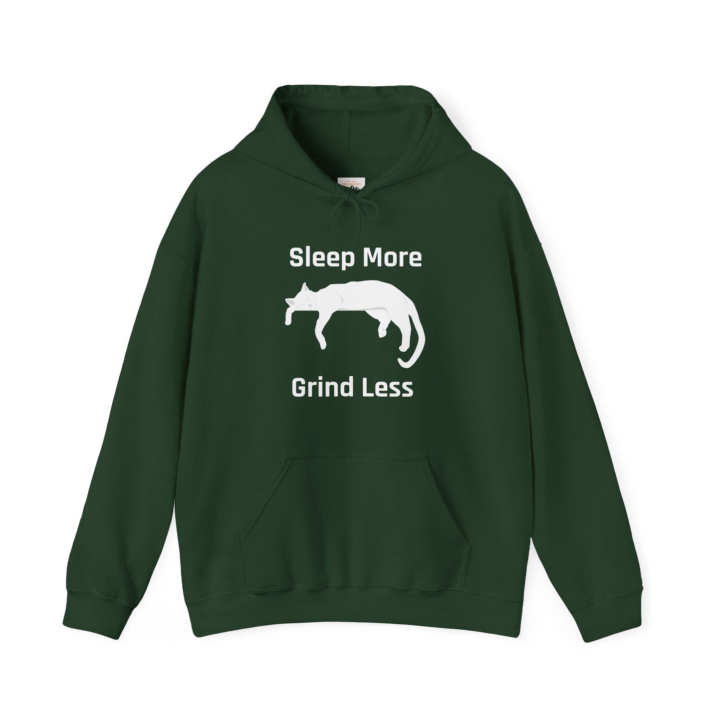 Sleep More Grind Less Hooded Sweatshirt - Cozy Unisex Hoodie for Cat Lovers
