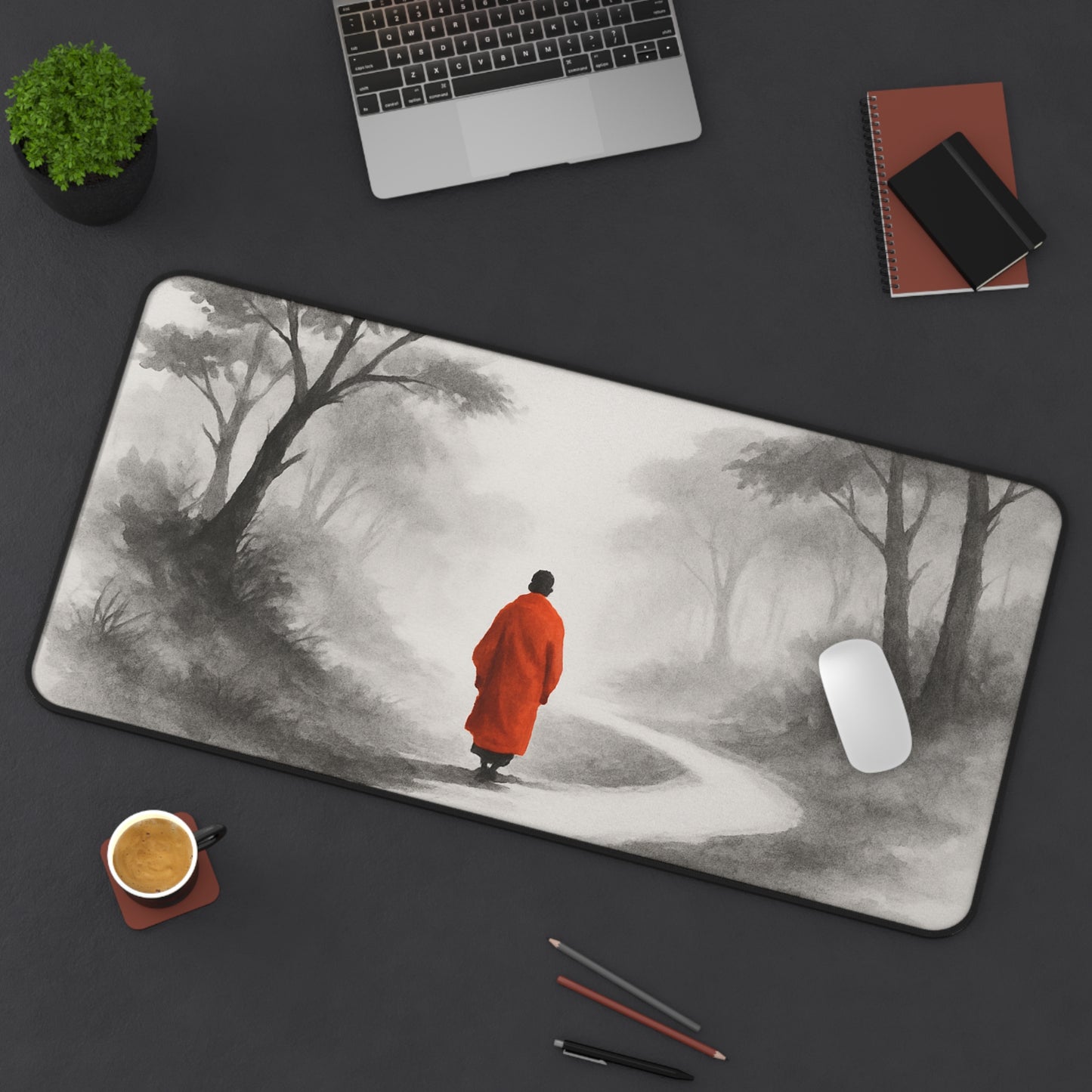 Peaceful Landscape Desk Mat, Meditation Desk Accessory, Office Decor, Zen Yoga Gift, Calm Workspace, Perfect for Mindfulness