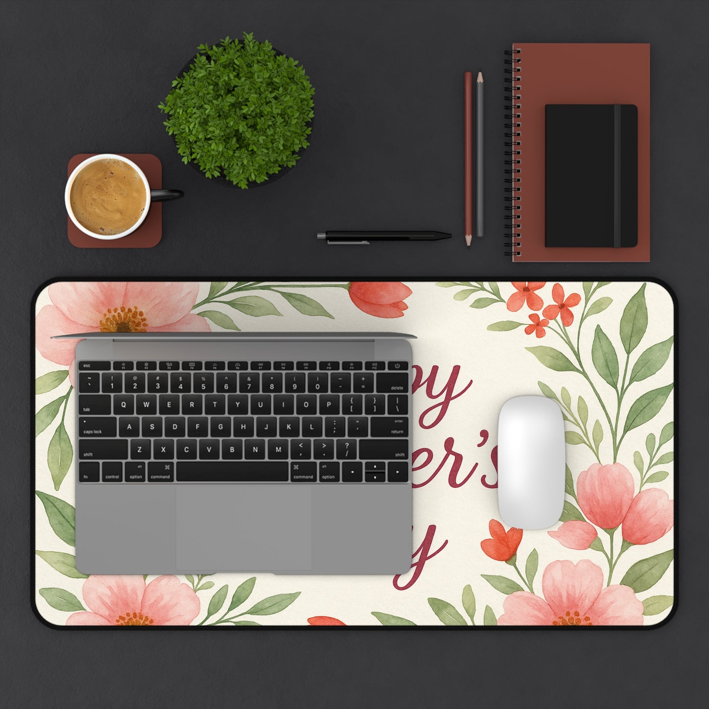 Floral Mothers Day Desk Mat, Elegant Workspace Decor, Gift for Mom, Home Office Accessory, Personalized Desk Decoration