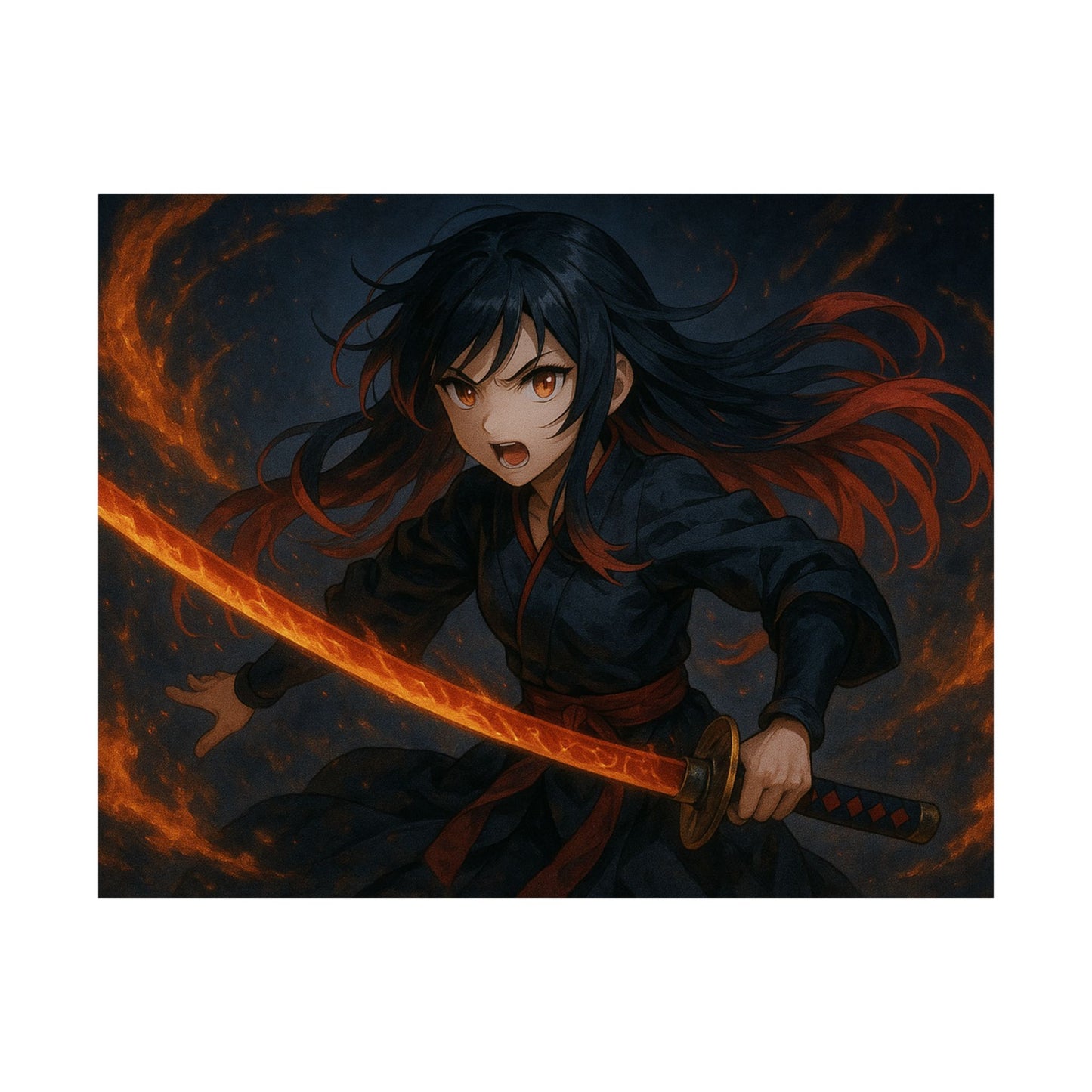 Dynamic Anime Art Satin Poster, Bold Artwork, Manga Decor Wall Art, Unique Gift for Fans, Room Aesthetic