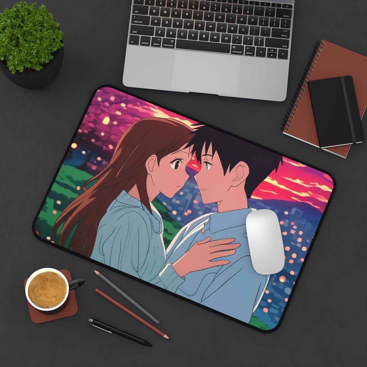 Romantic Anime Desk Mat | Gaming Decor, Office Gift, Anime Lover's Accessory, Valentine's Day, Workstation Decor